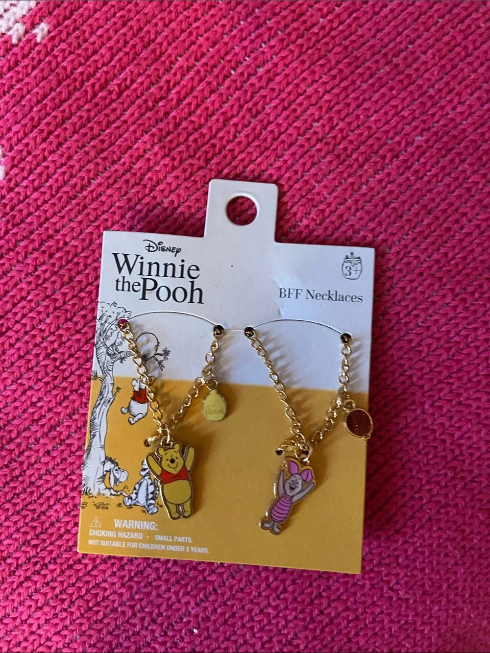 Disney Winnie the Pooh Pink and Gold BFF Charm Necklaces